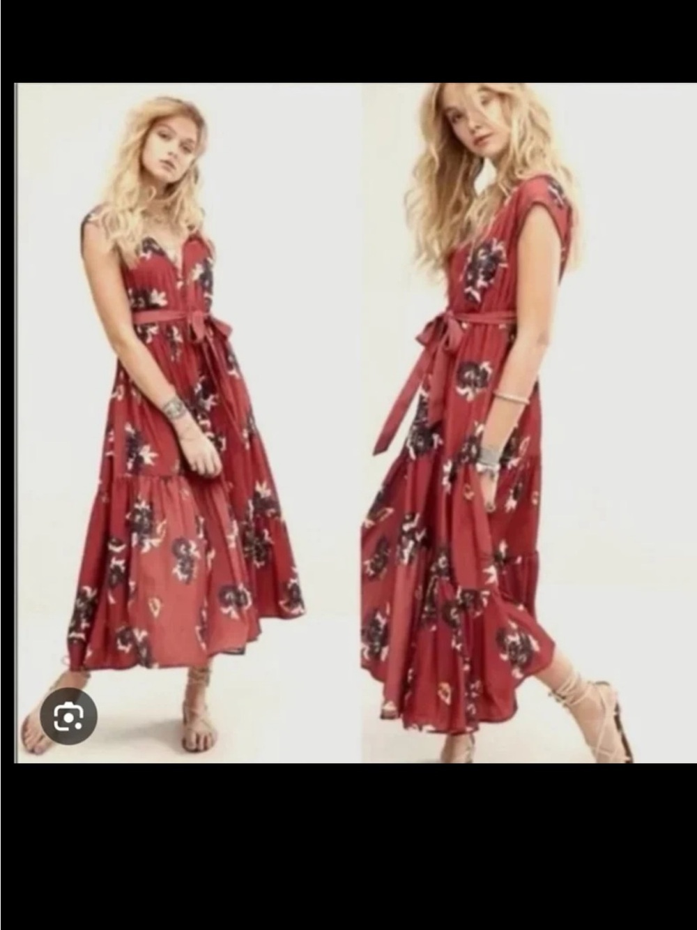 FREE PEOPLE All I Got Printed Maxi Dress In Red Combo size 6 - Picture 6 of 12